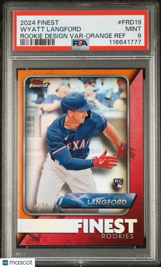 2024 Topps Finest Wyatt Langford Orange Rookie /25 PSA 9