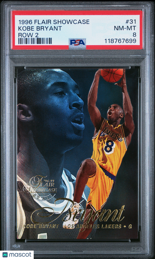 1996-97 Flair Kobe Bryant Row 2 Rookie PSA 8