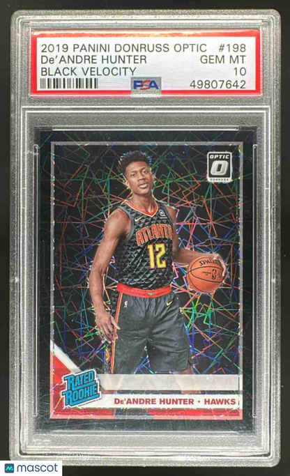2019-20 Panini Donruss Optic De Andre Hunter #198 Black Velocity 29/39 RC PSA 10
