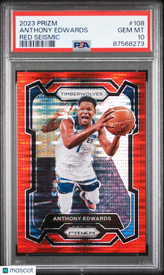 2023-24 Prizm Anthony Edwards Red Seismic /299 PSA 10