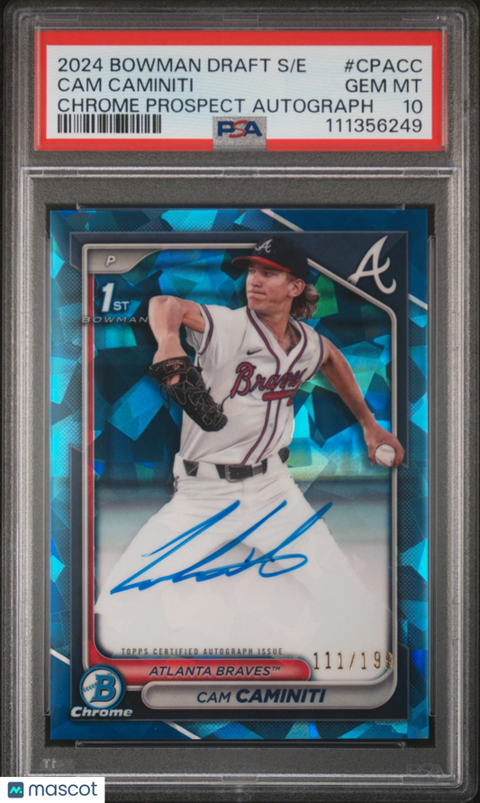 2024 Bowman Chrome Cam Caminiti Sapphire Auto /199 PSA 10