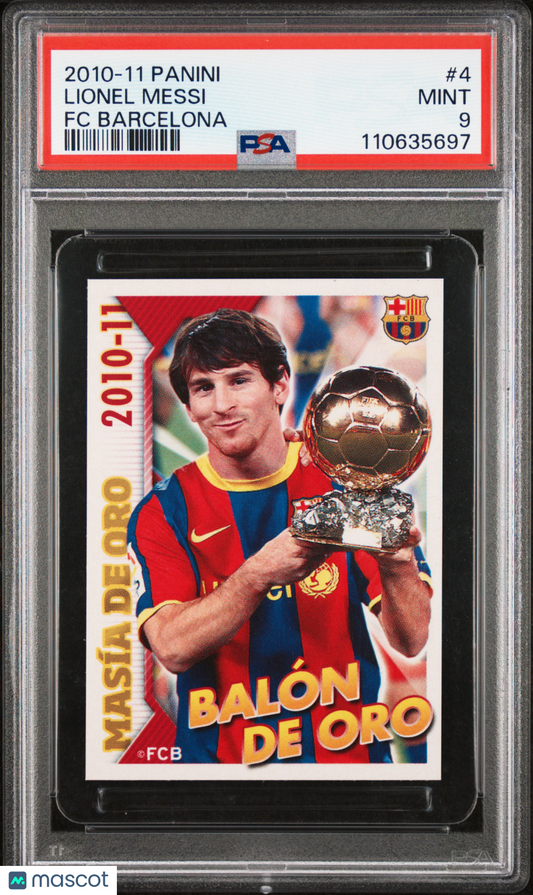 2010-11 Lionel Messi FC Barcelona Sticker PSA 9