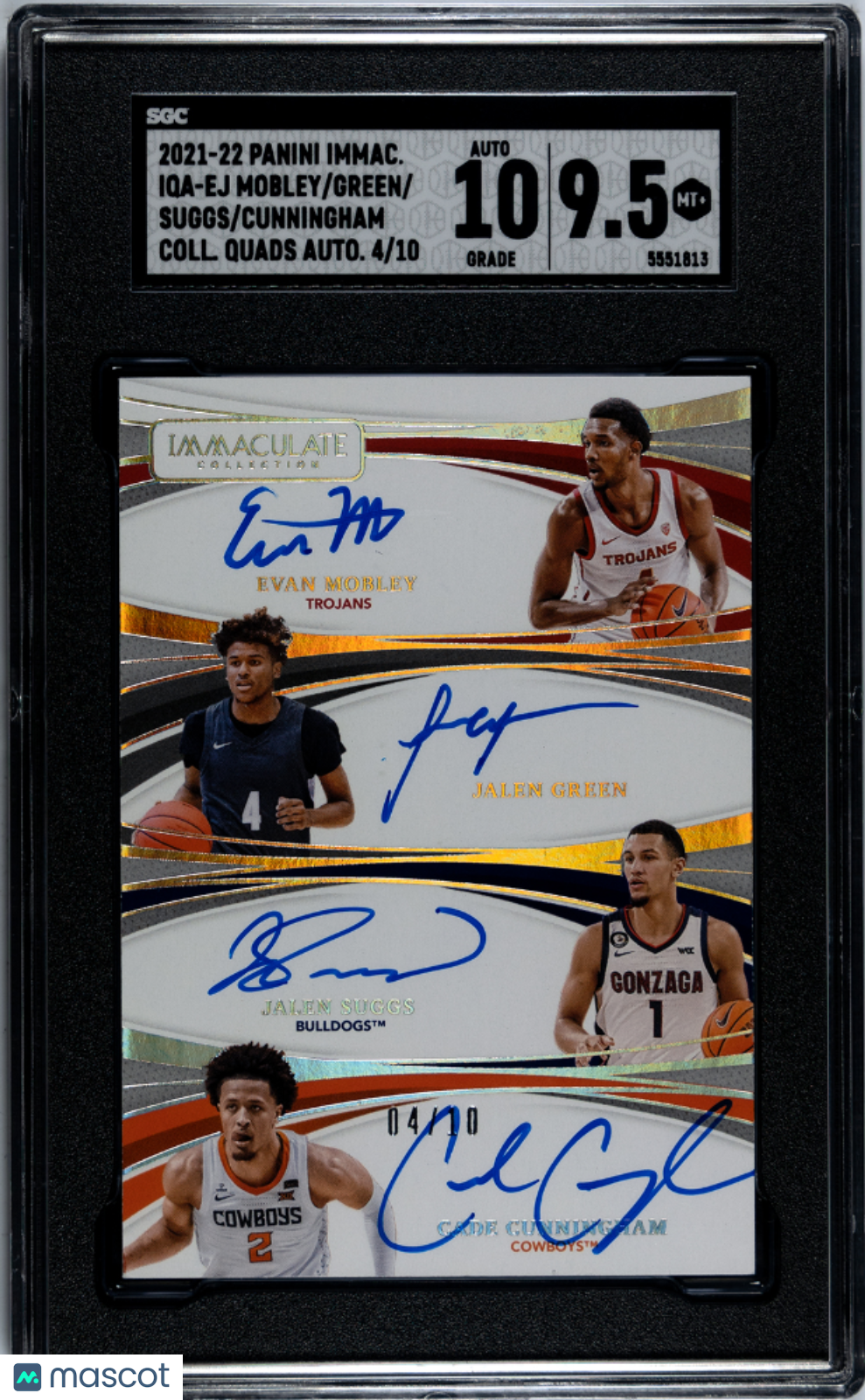 2021-22 Immaculate Mobley Green Suggs Cunningham Rookie Quad Auto /10 SGC 9.5