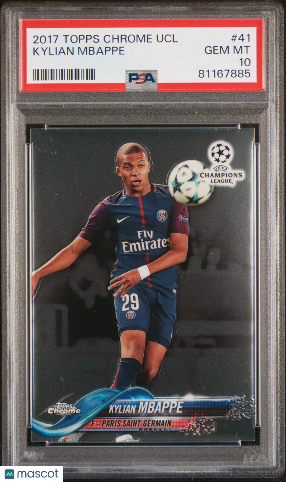 2017 Topps Chrome UCL Kylian Mbappe Rookie PSA 10
