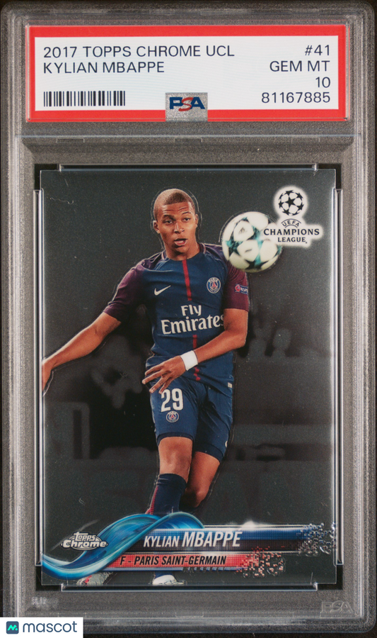 2017 Topps Chrome UCL Kylian Mbappe Rookie PSA 10