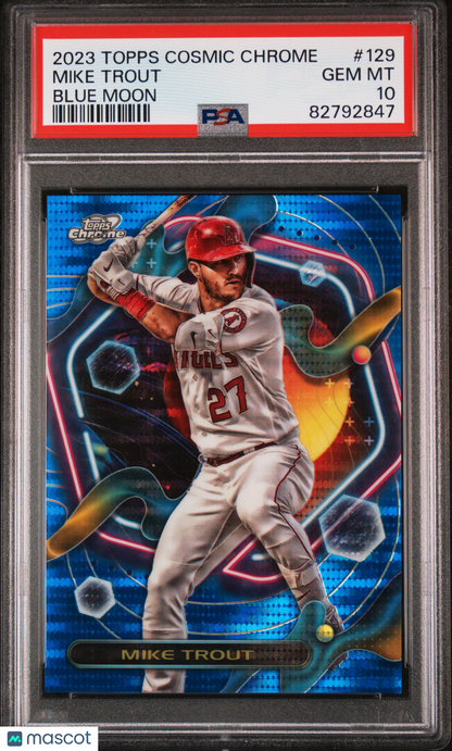 2023 Topps Cosmic Chrome Mike Trout #129 Blue Moon 42/99 PSA 10