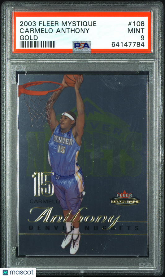2003-04 Fleer Mystique Carmelo Anthony Gold Rookie /50 PSA 9
