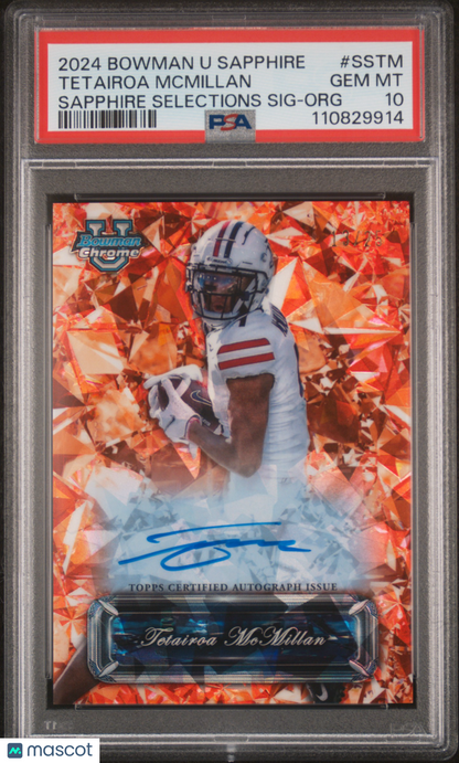 2024 Bowman U Chrome Tetairoa Mcmillan Sapphire Selections Orange Auto /25 PSA 10