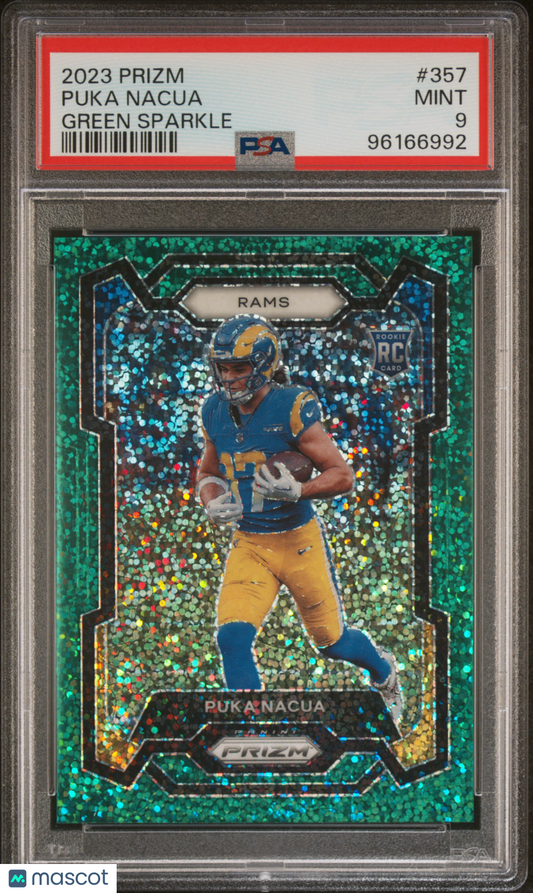 2023 Prizm Puka Nacua Green Sparkle Rookie /8 PSA 9
