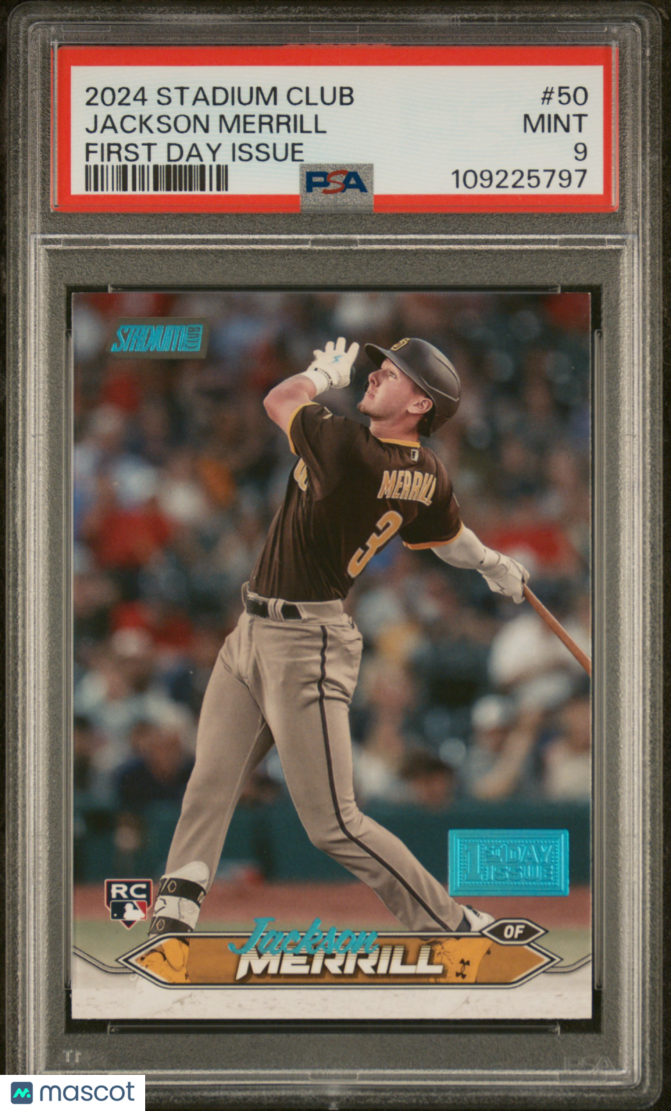 2024 Stadium Club Jackson Merrill First Day Issue Rookie PSA 9 SSP /10