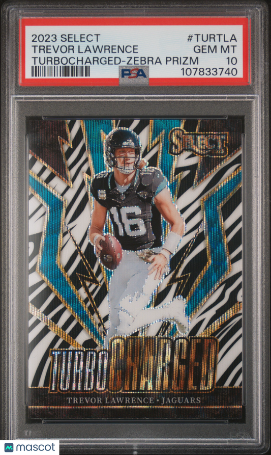 2023 Select Trevor Lawrence Zebra Turbo Charged PSA 10