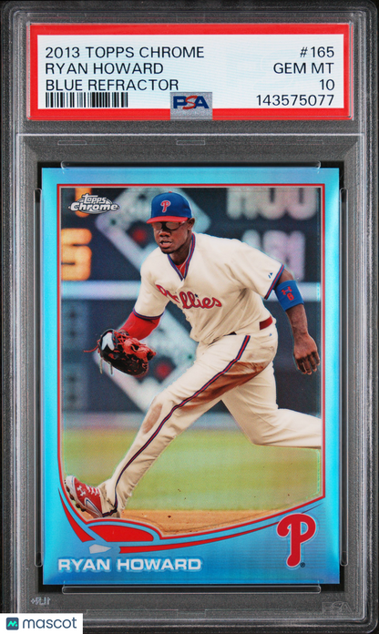 2013 Topps Chrome Ryan Howard #165 Blue Refractor 23/199 PSA 10