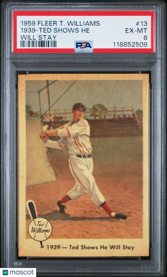 1959 Fleer Ted Williams Ted Shows He Will Stay PSA 6