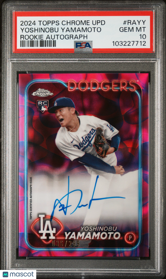 2024 Topps Chrome Yoshinobu Yamamoto Update Rookie Auto /299 PSA 10