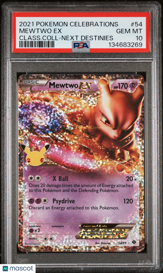 2021 Pokemon Sword & Shield Celebrations Mewtwo #54/99 Classic Collection PSA 10