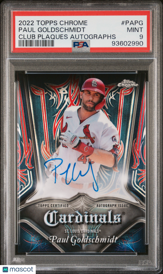 2022 Topps Chrome Paul Goldschmidt Club Plaques Auto /99 PSA 9