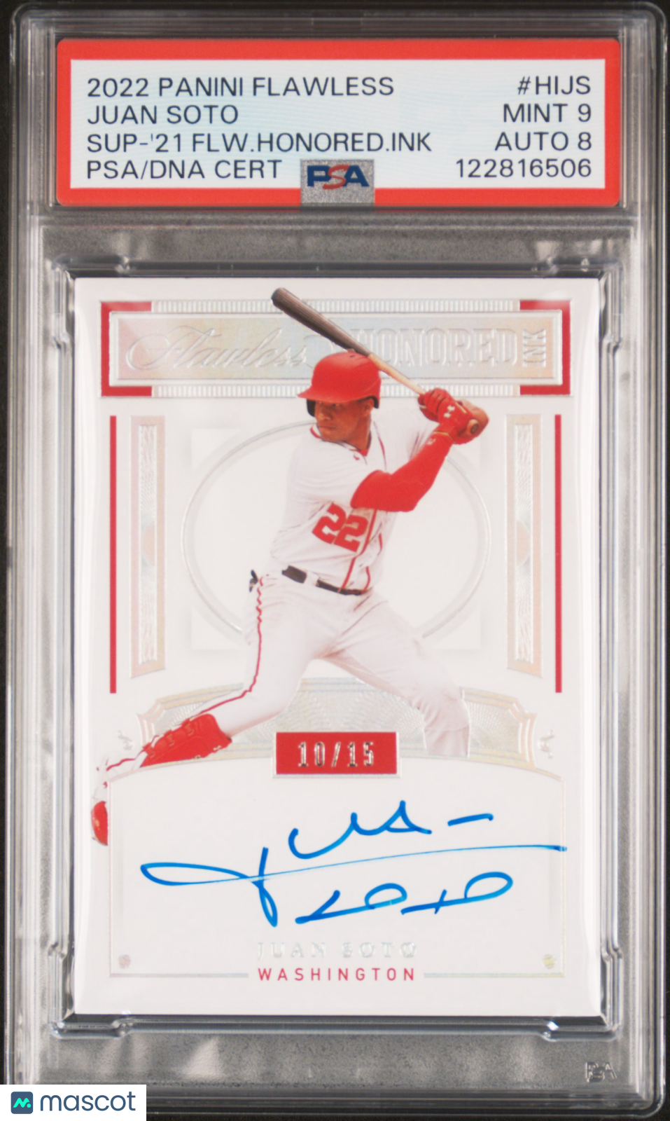 2022 Flawless Juan Soto Auto /15 PSA 9