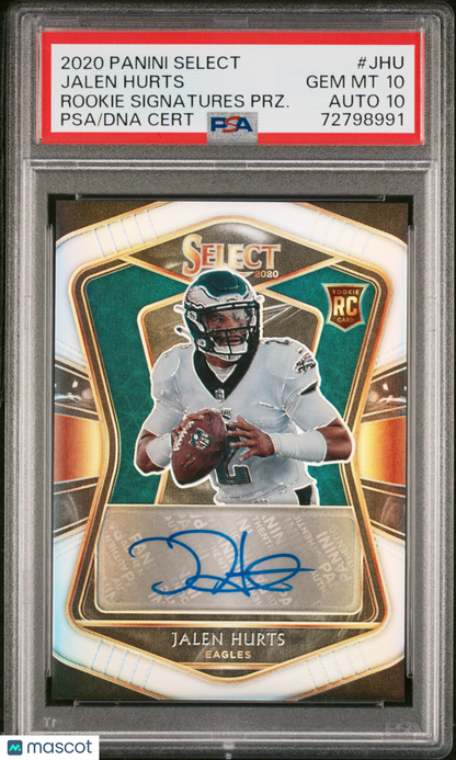 2020 Select Jalen Hurts Rookie Auto Silver /99 PSA 10/10