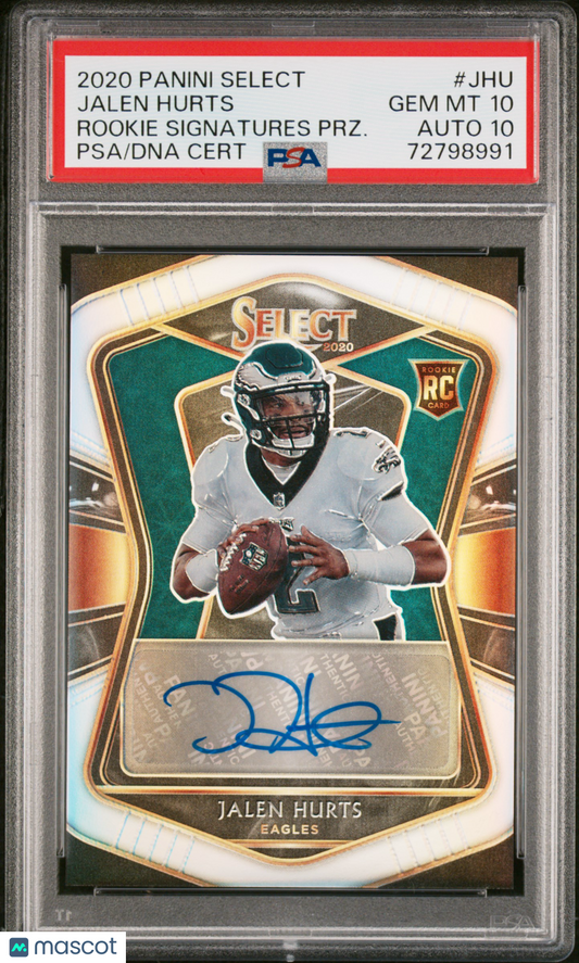 2020 Select Jalen Hurts Rookie Auto Silver /99 PSA 10/10