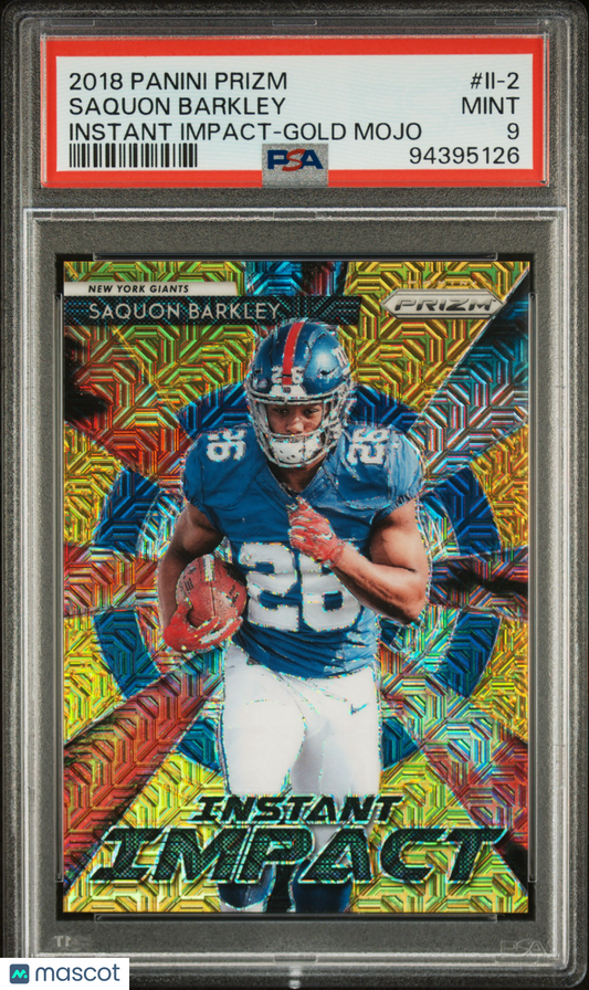 2018 Prizm Saquon Barkley Instant Impact Gold Mojo Rookie /10 PSA 9