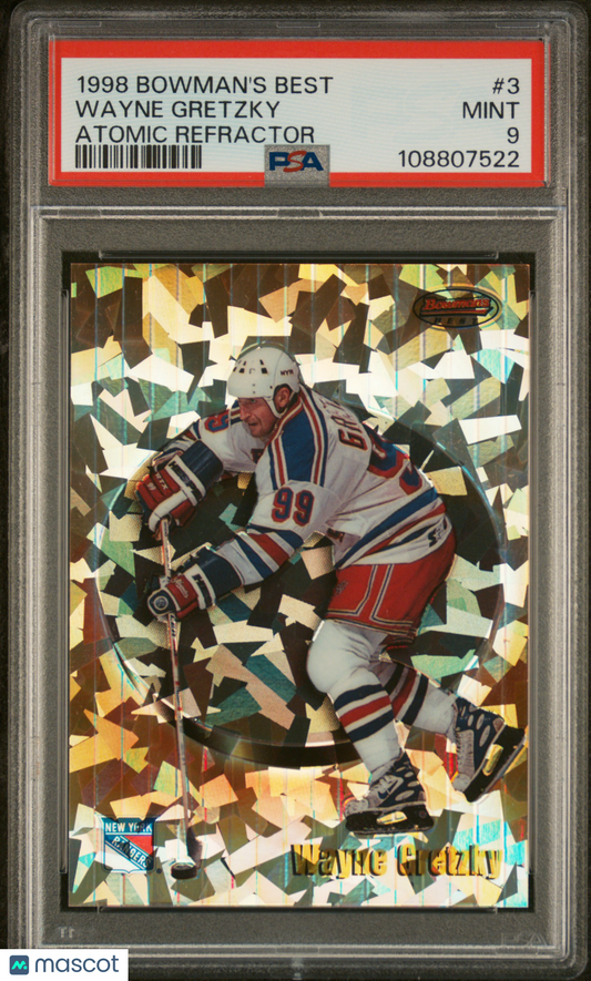 1998 Bowman's Best Wayne Gretzky Atomic Refractor /100 PSA 9