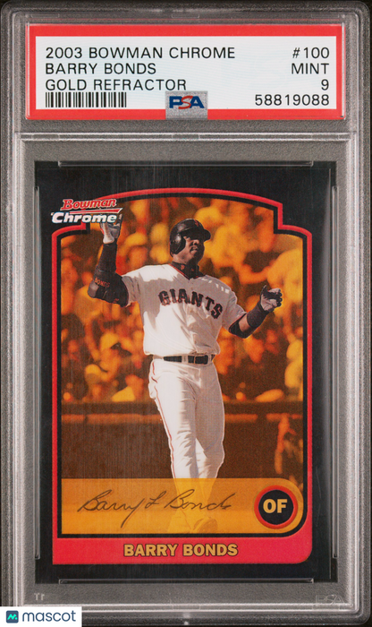2003 Bowman Chrome Barry Bonds Gold Refractor /170 PSA 9