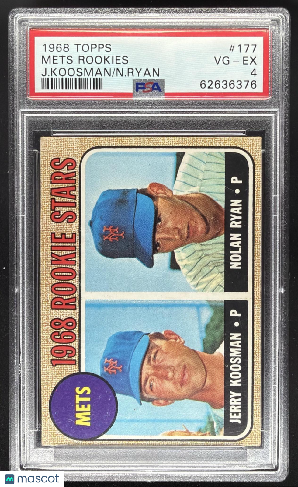 1968 Topps Mets Rookie Stars Jerry Koosman Nolan Ryan RC #177 RC PSA 4