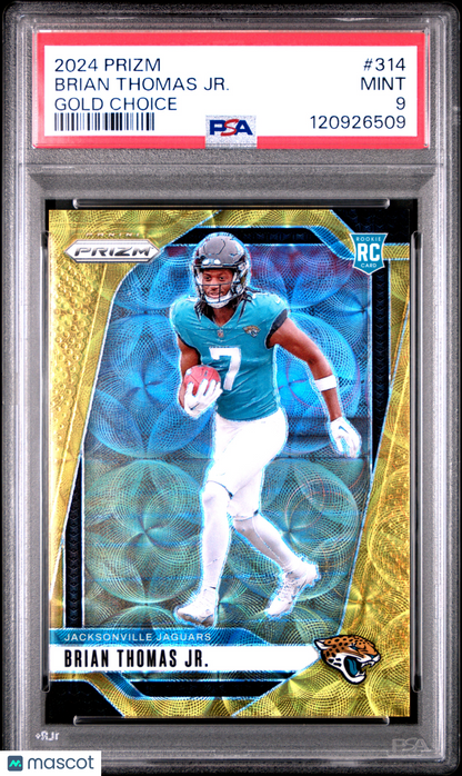 2024 Prizm Brian Thomas Jr Gold Scope Rookie /10 PSA 9