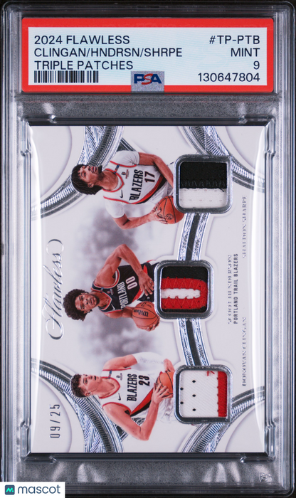 2024-25 Flawless Clingan Henderson Sharpe Triple GU Patch /25 PSA 9
