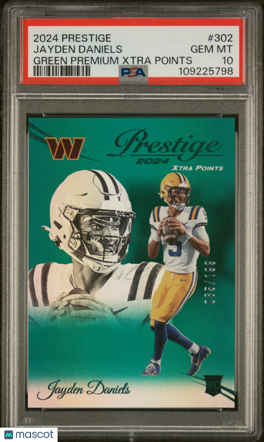 2024 Prestige Jayden Daniels Green /199 Rookie PSA 10