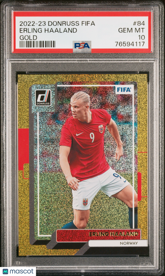 2022-23 Donruss Fifa Erling Haaland Gold /10 PSA 10