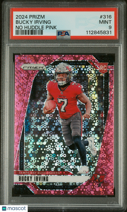 2024 Prizm Bucky Irving Pink No Huddle Disco /25 Rookie PSA 9