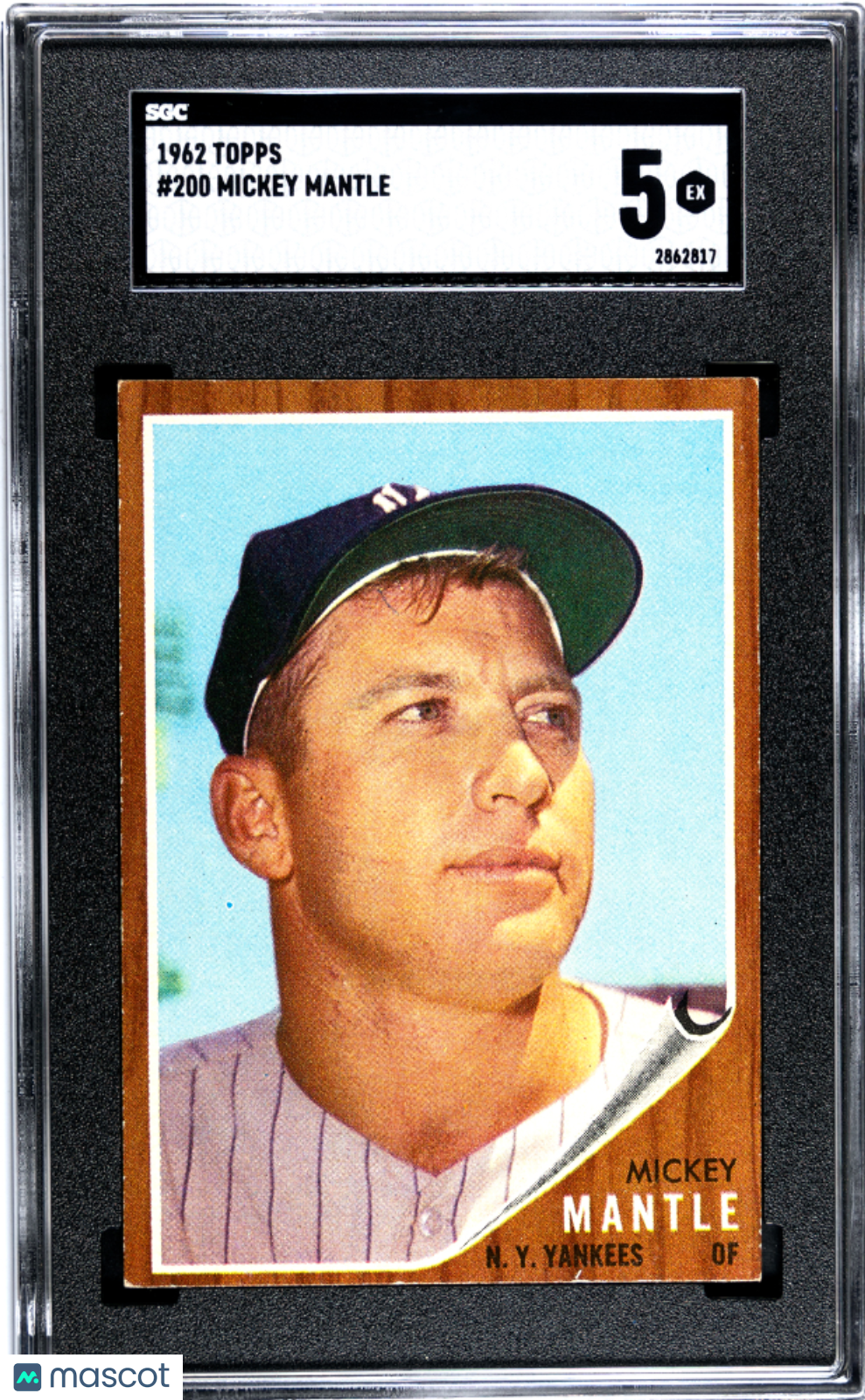1962 Topps Mickey Mantle #200 Yankees SGC 5