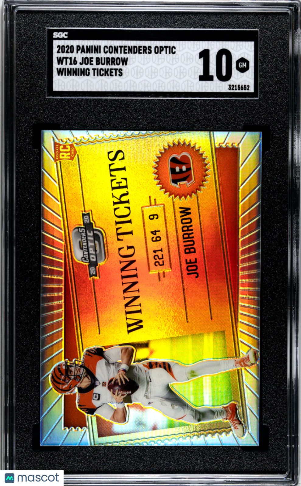2020 Contenders Optic Joe Burrow Winning Ticket Silver Rookie Sgc 10