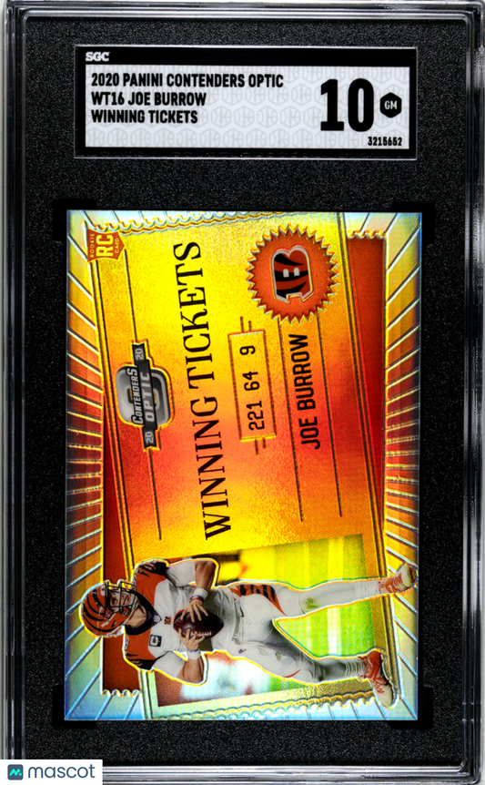 2020 Contenders Optic Joe Burrow Winning Ticket Silver Rookie Sgc 10