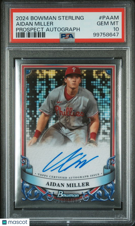 2024 Bowman Sterling Aidan Miller #PA-AM Prospect Auto PSA 10