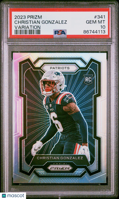 2023 Panini Prizm Christian Gonzalez #341 Rookie Variations Prizm RC PSA 10