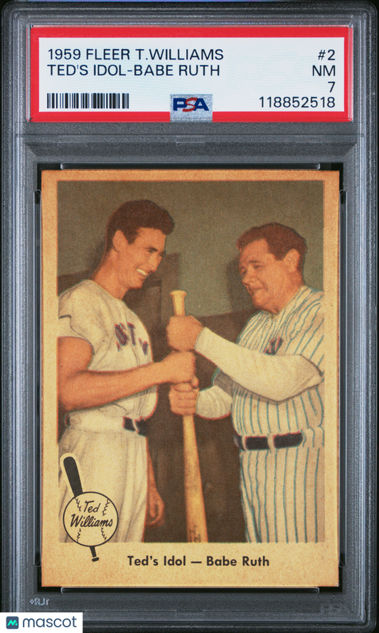 1959 Fleer Ted Williams Babe Ruth Ted's Idol PSA 7