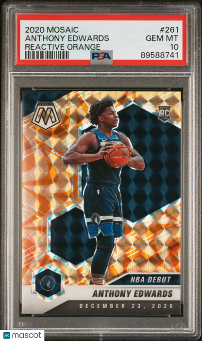 2020-21 Mosaic Anthony Edwards Reactive Orange Rookie PSA 10