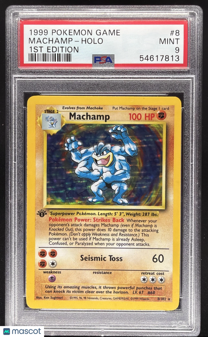 1999 Pokemon Machamp #8/102 Set Holo PSA 9