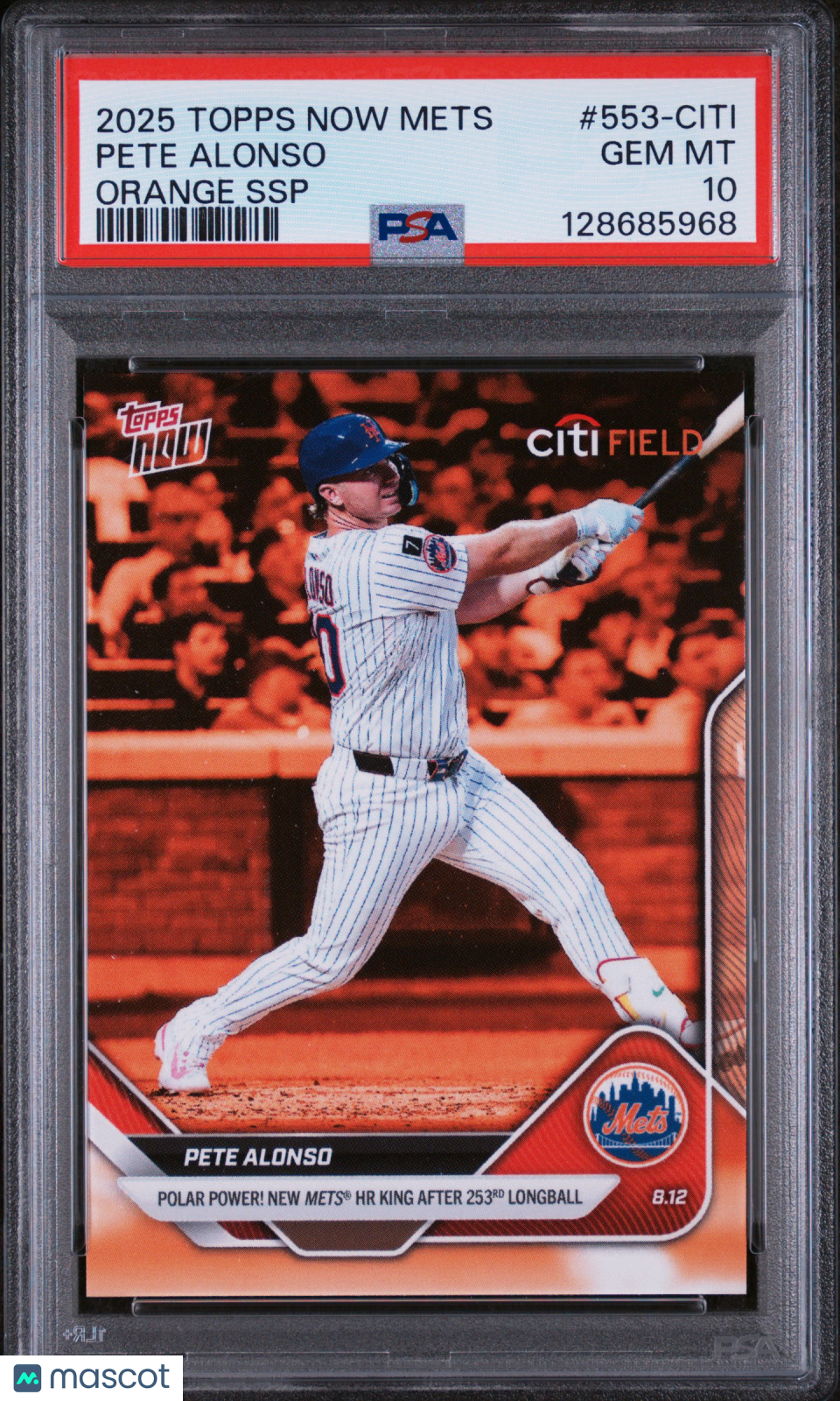 2025 Topps Now Pete Alonso #553 Orange Foil PSA 10