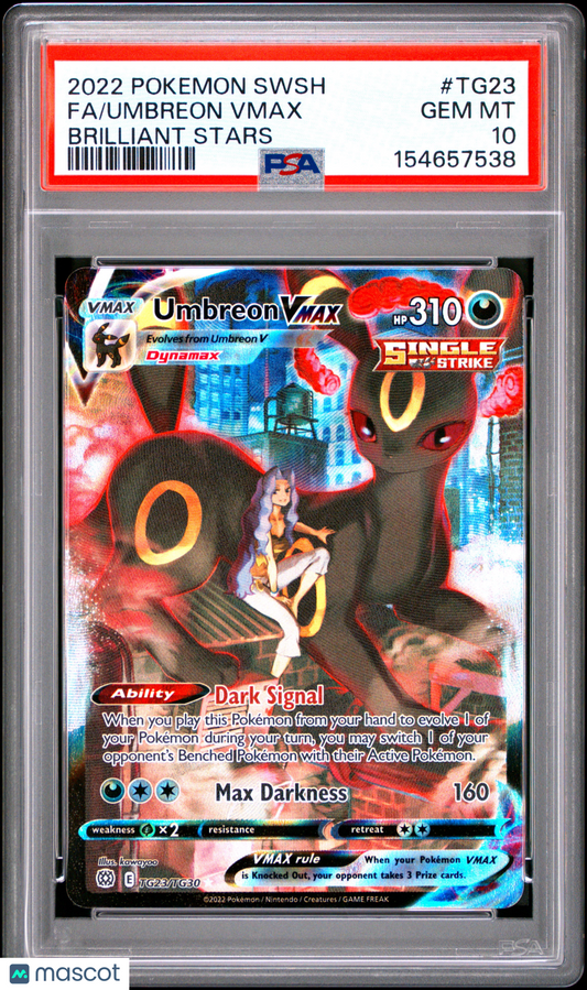 2022 Pokemon Sword & Shield Brilliant Stars Umbreon VMAX #TG23/TG30 Trainer Gallery PSA 10