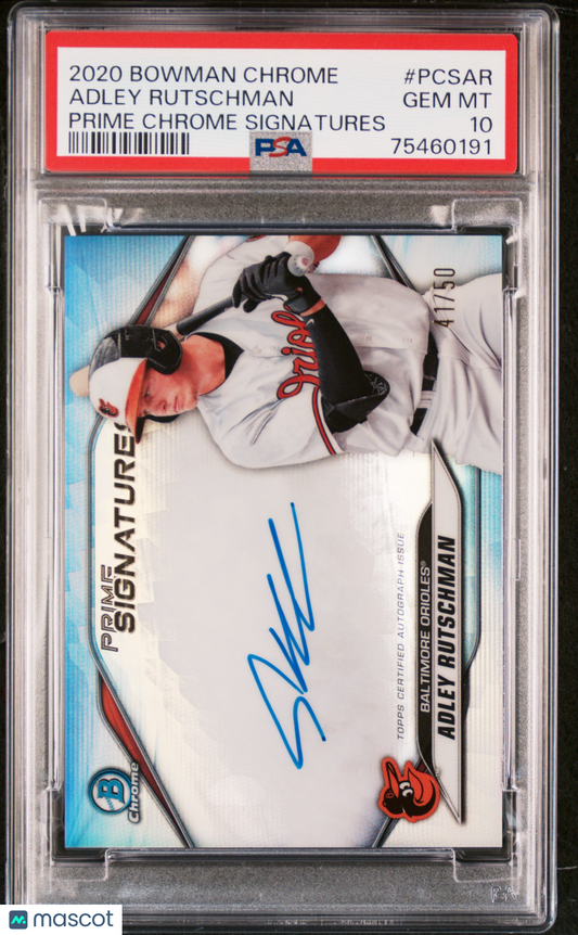 2020 Bowman Chrome Adley Rutschman Prime Chrome Auto /50 PSA 10