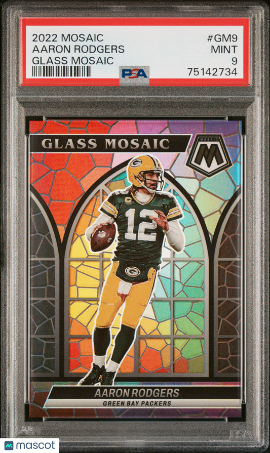 2022 Mosaic Aaron Rodgers Stained Glass PSA 9