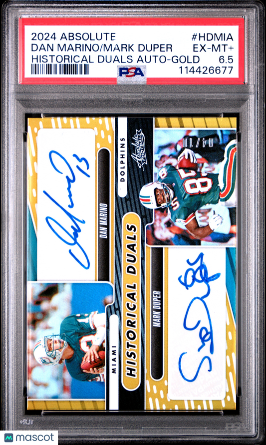 2024 Absolute Dan Marino Mark Duper Dual Auto /10 PSA 6.5