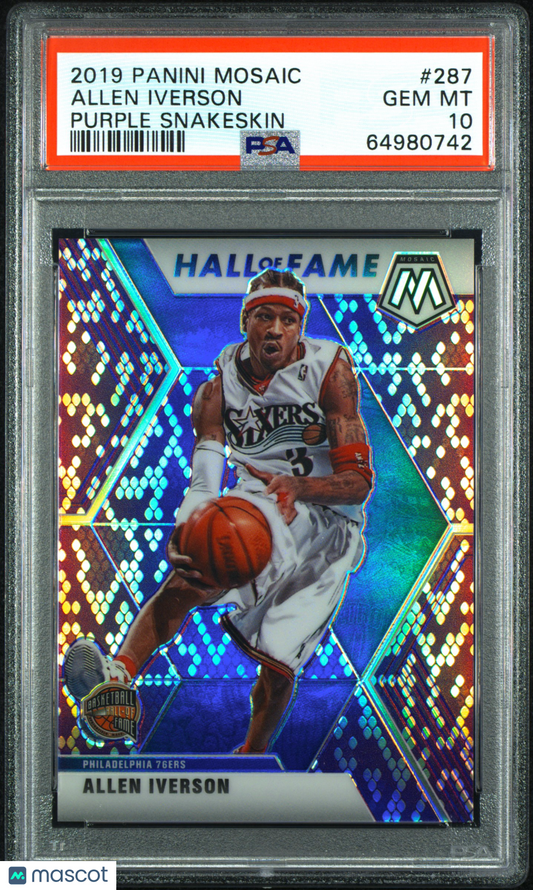 2019 Mosaic Allen Iverson Purple Snakeskin /24 PSA 10