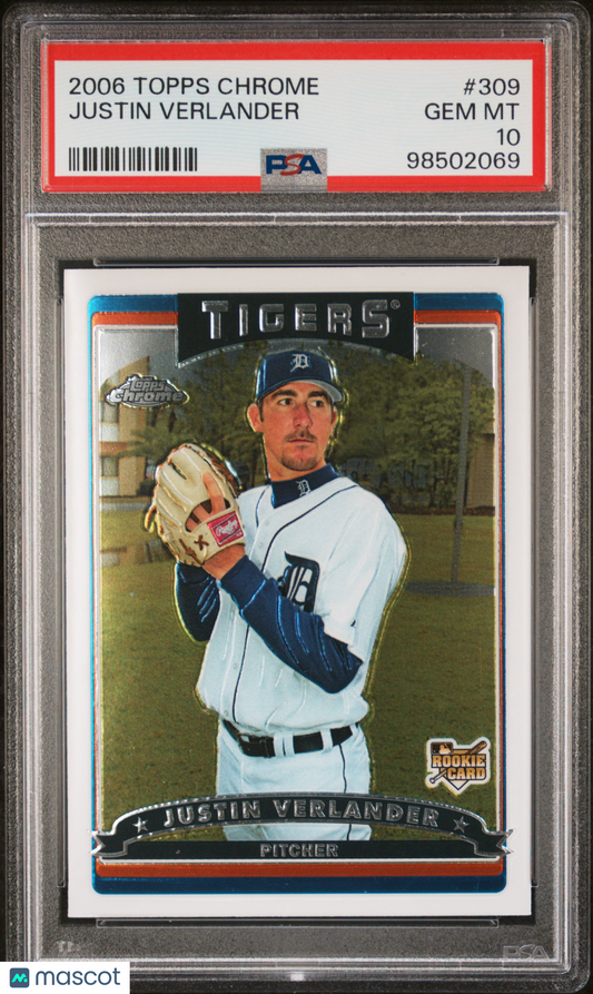 2006 Topps Chrome Justin Verlander PSA 10 RC