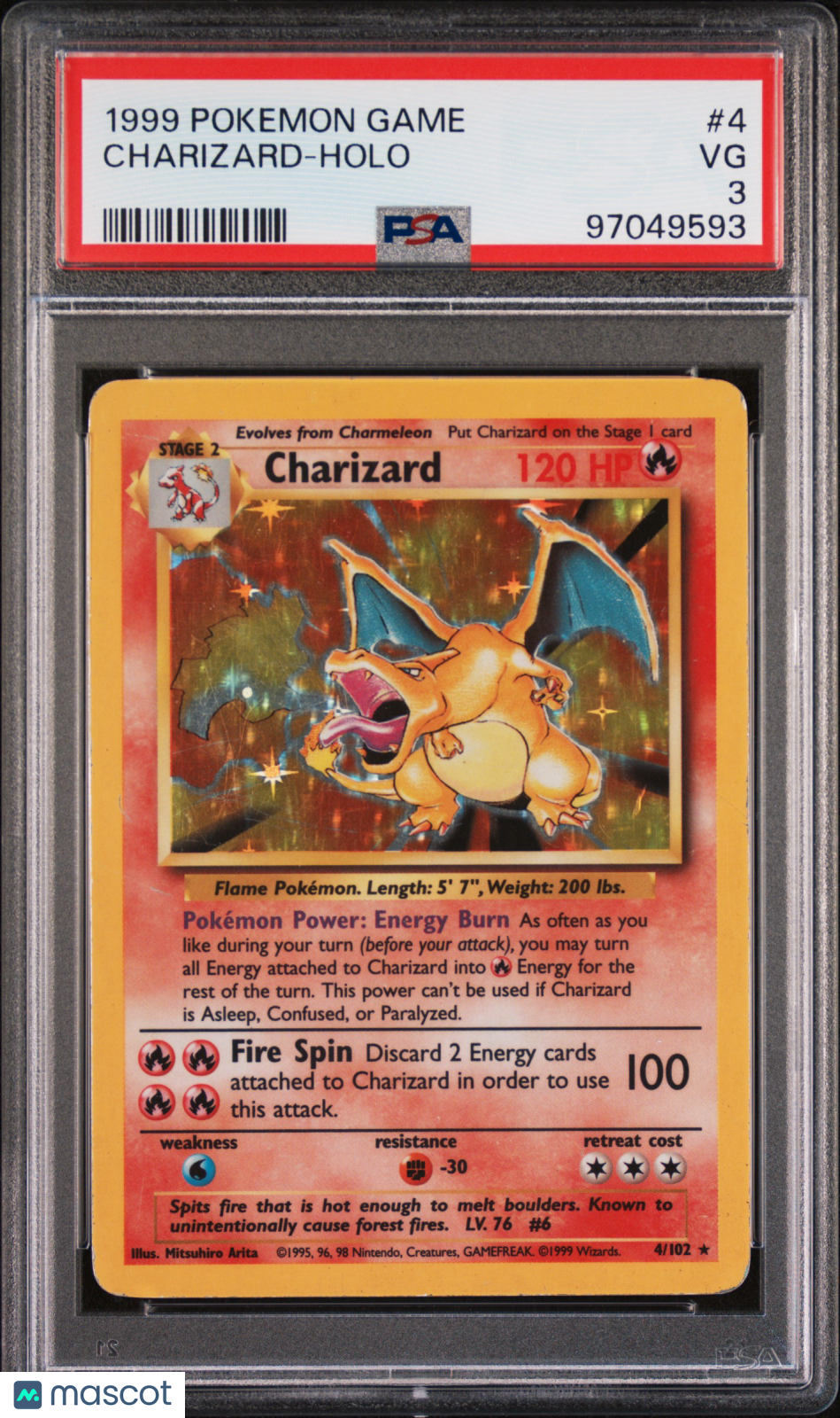1999 Pokemon Charizard Holo PSA 3
