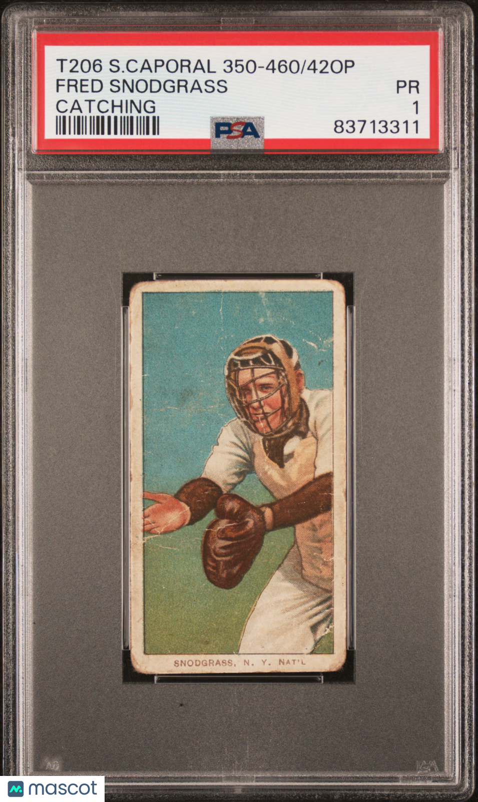 1909-11 T206 Fred Snodgrass Sweet Caporal Back PSA 1