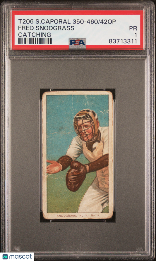 1909-11 T206 Fred Snodgrass Sweet Caporal Back PSA 1
